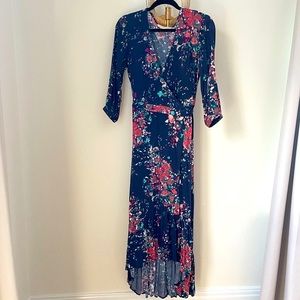 Vici Collection Blue Floral Wrap Maxi Dress